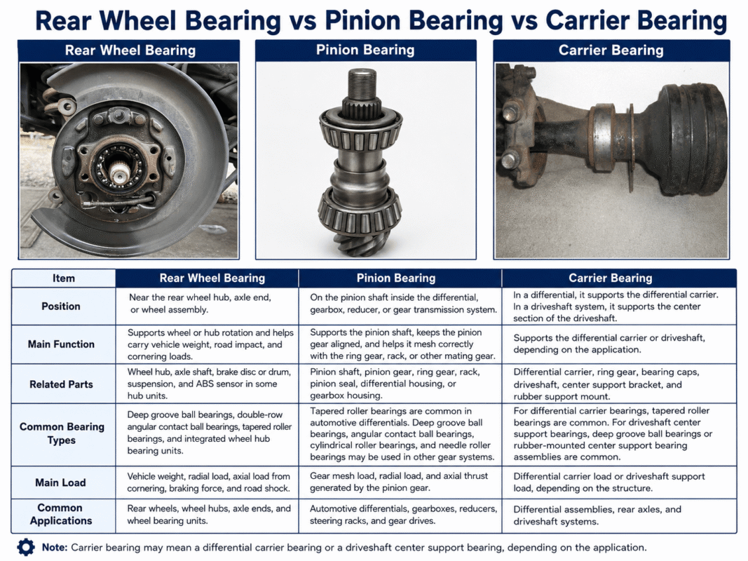 Rear Wheel Bearing Vs Pinion Bearing Vs Carrier Bearing